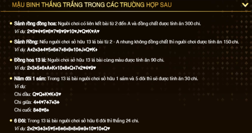 Các trường hợp bài tới trắng tại mậu binh gemwin 